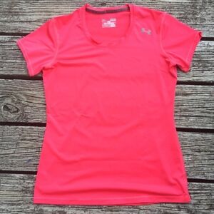 Under Armour Fitted Heat Gear Workout T-Shirt LG Pink NEON